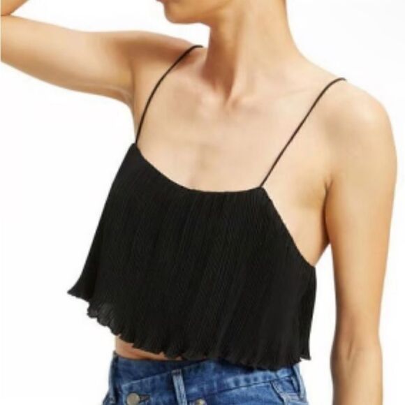 Good American NWT Plissé Crop Top in Black Size XXL - Picture 3 of 11
